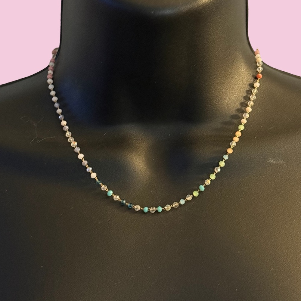 Frenzy dainty multicolor crystal bead necklace